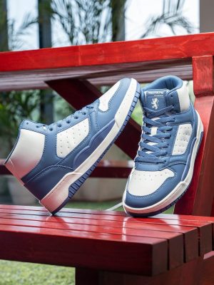Redtape High-Neck Sneaker For Men | White-Blue Edition